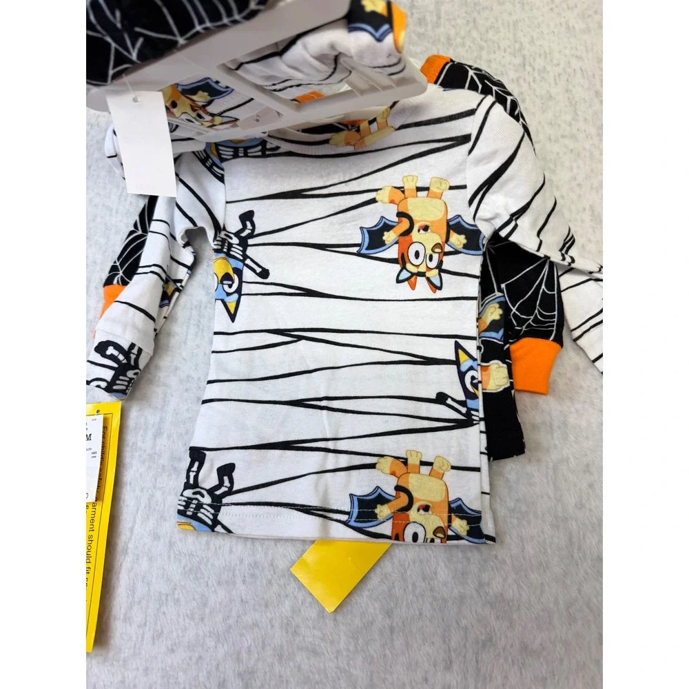 Bluey Halloween Pajamas 4 Piece Set 12M Spiderweb Mummy Costume Cotton‎ NWT
